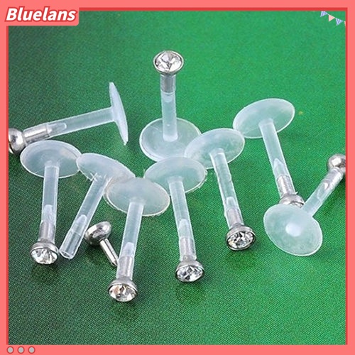 10pcs Cincin Tindik Telinga Bibir Labret Bar Bahan Akrilik Bening Aksen Berlian Imitasi