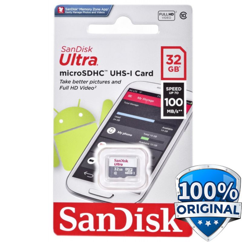 Micro sd Memory Card 32GB Class 10 SANDISK Ultra Kartu Memory HP