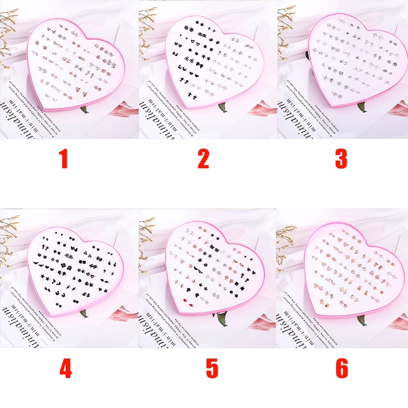 36 Pasang Anting Hypoallergenic Bentuk Hati Bahan Plastik Untuk Wanita