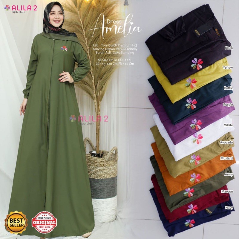 Gamis Polos Jumbo Amelia Maxy Dress by Alila 2 Hijab Cloth Original Tory Burch