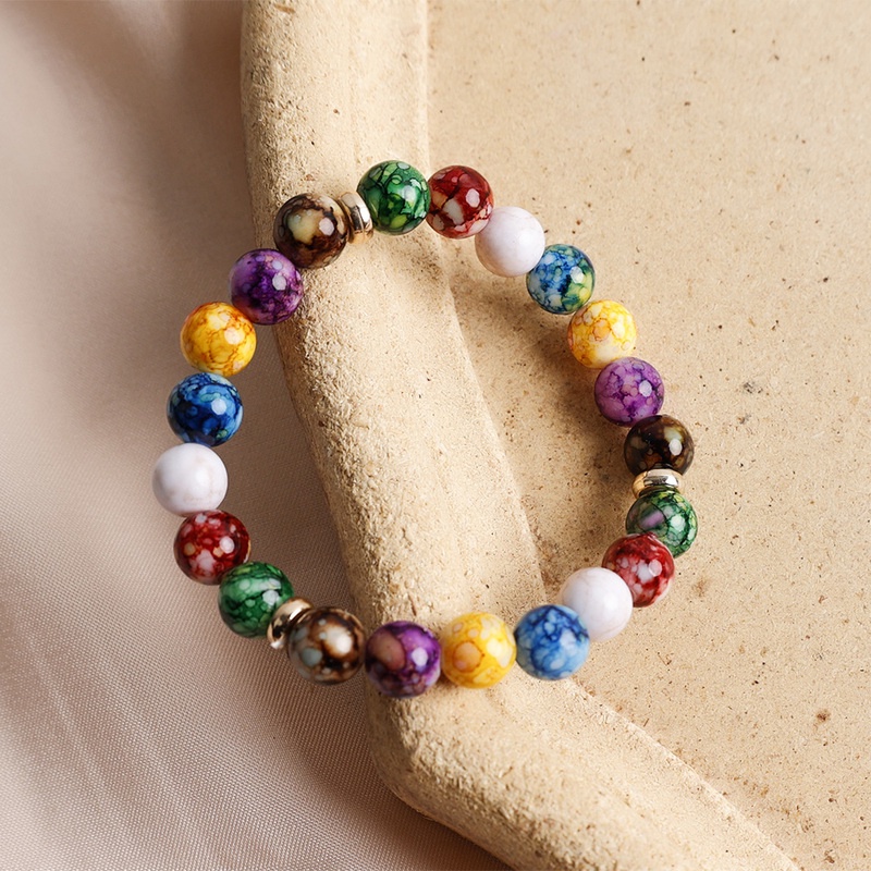 Gelang Manik-Manik Batu Vulkanik 7 Chakra Reiki Healing Untuk Unisex