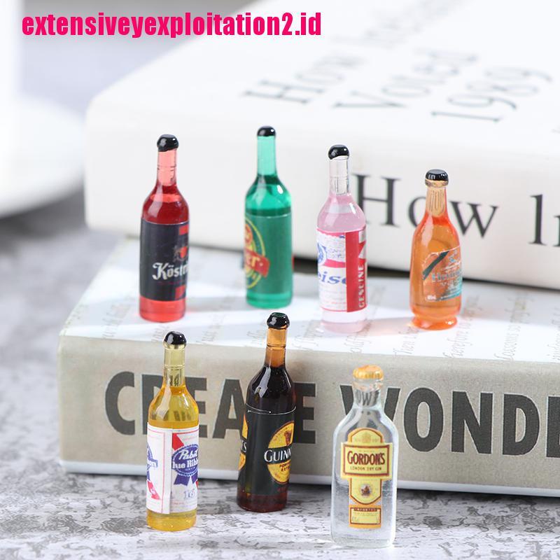 &lt; E2id &amp; &gt; 10Pcs / set Miniatur Botol Wine Bahan Resin Untuk Aksesoris Rumah Boneka