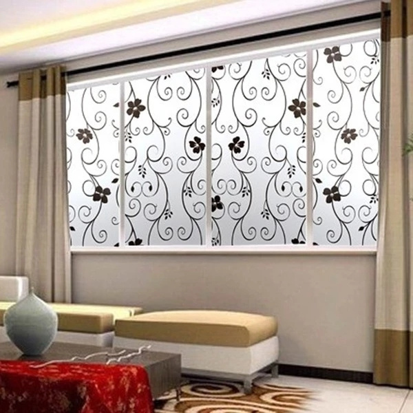 45*100CM Waterproof Anti-UV Insulation Frosted Privacy Floral Removable Window Film / Glass Decoration Self Adhesive Sticker