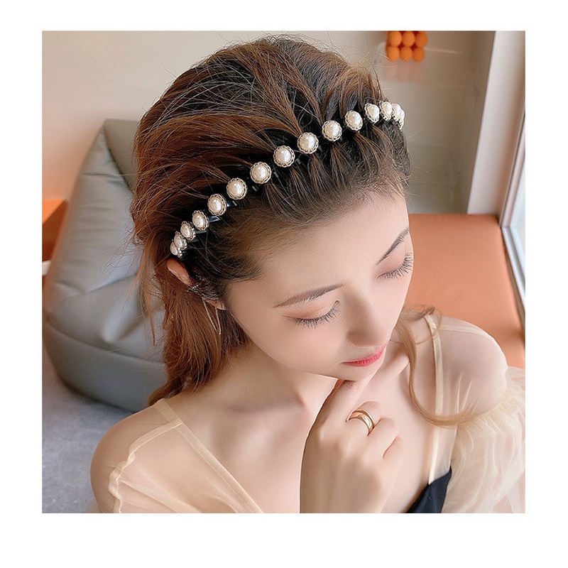 2022 Bando Elastis Anti Slip Hias Mutiara + Berlian Imitasi Untuk Wanita