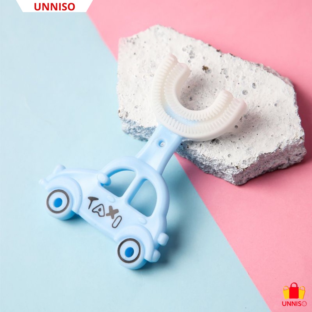 UNNISO - Sikat Gigi Anak Silicone 2-6 Taun Bentuk U Taxi SG1