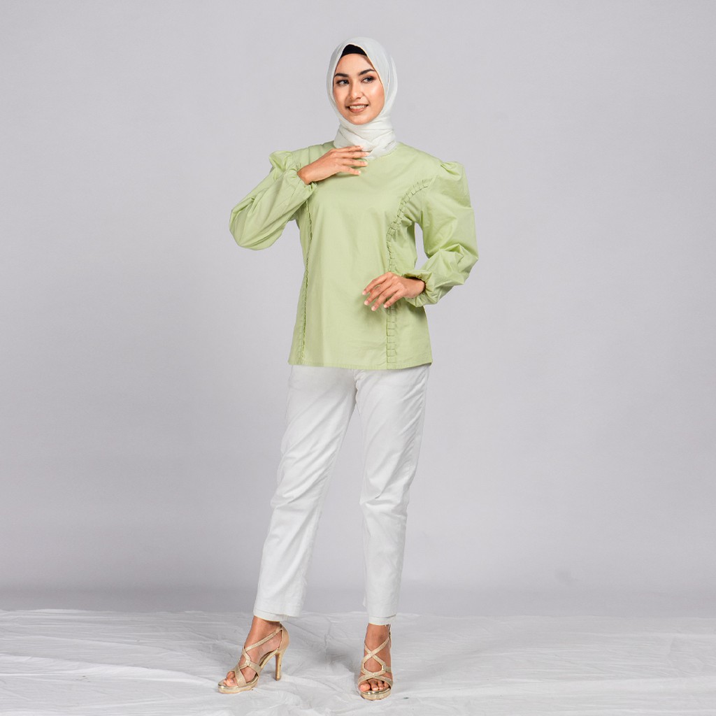 TUNIQUE | EUCALYPTUS COLLECTION | Rachel Atasan Blouse Wanita Kekinian Terbaru | Kemeja Kerja Katun 