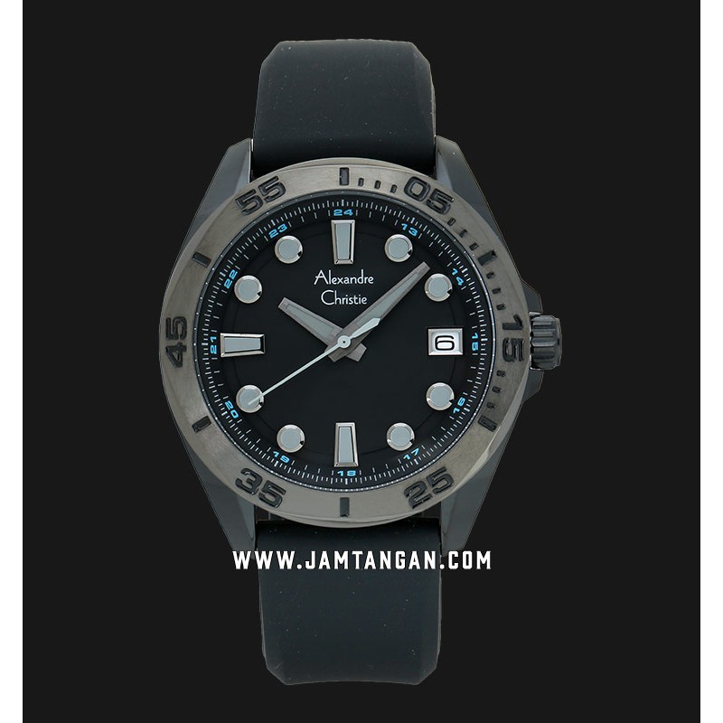 Alexandre Christie AC 6580 MDREPBA Men Black Dial Black Rubber Strap
