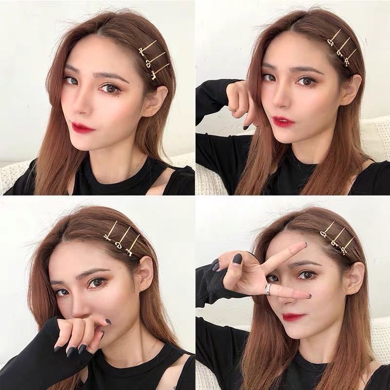 1pc Jepit Rambut Bahan Metal Desain 26 Alfabet Gaya Korea Untuk Wanita