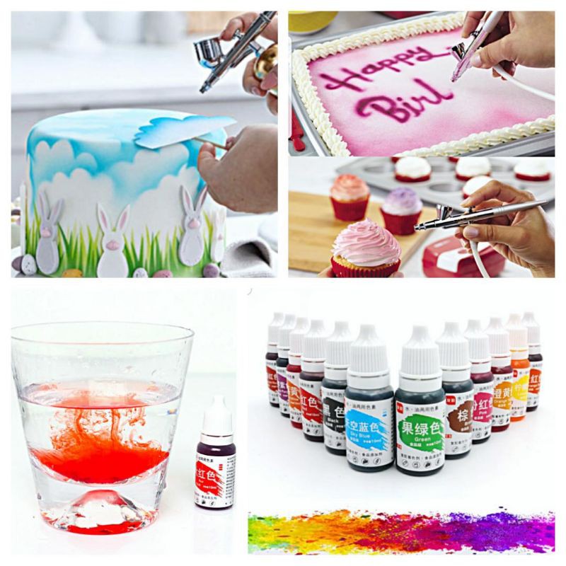 

Pewarna airbrush pewarna makanan air brush pewarna kue minuman warna sky blue fondant pewarna cake