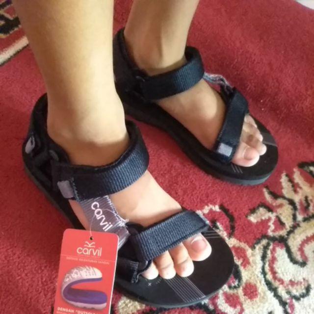  sandal  Gunung merk  Carvil  hitam abu Tidar Shopee Indonesia