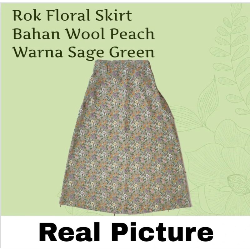 Rok Wanita Span Panjang Korea Style Floral Skirt A Line Motif Bunga Model Kekinian Good Quality Premium