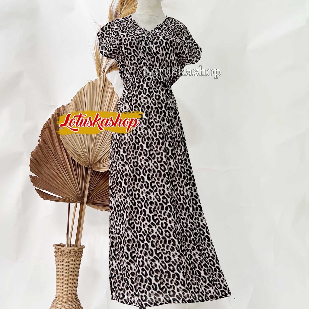 Dress Manohara Bali Panjang Molusca-Leopard Cream