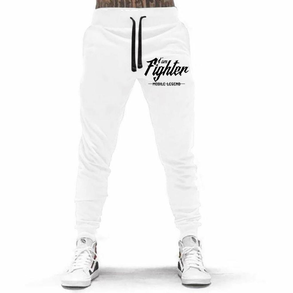 CELANA PANJANG JOGGER TULISAN I AM FIGHTER BAHAN FLEECE TEBAL / NYAMAN DIPAKAI KUALITAS BAGUS