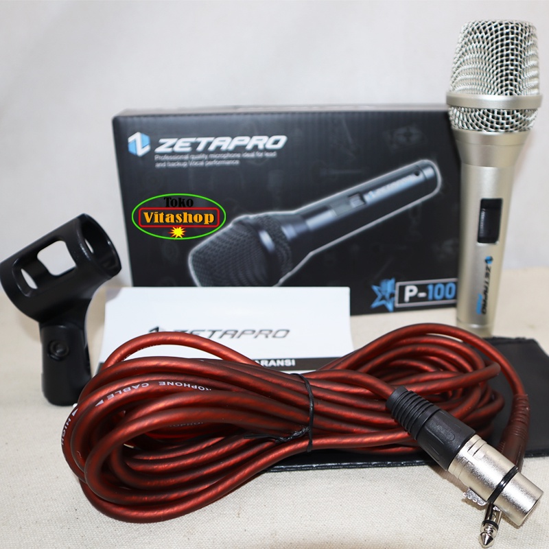 MIC KABEL ZETAPRO P-100 MICROPHONE ORIGINAL MIK VOCAL PROFESIONAL