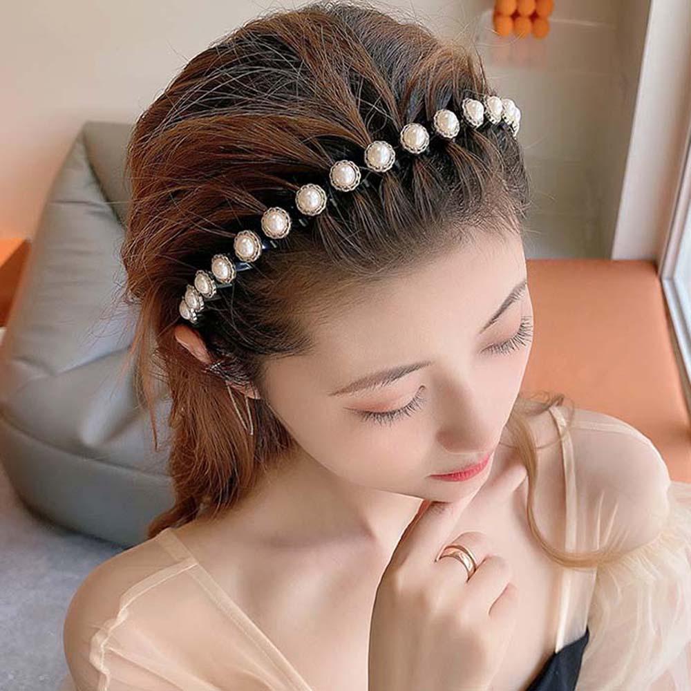 NEEDWAY Mutiara Ikat Rambut Elegan Sederhana Wanita Aksesoris Rambut Fashion Gaya Korea Hair Hoop
