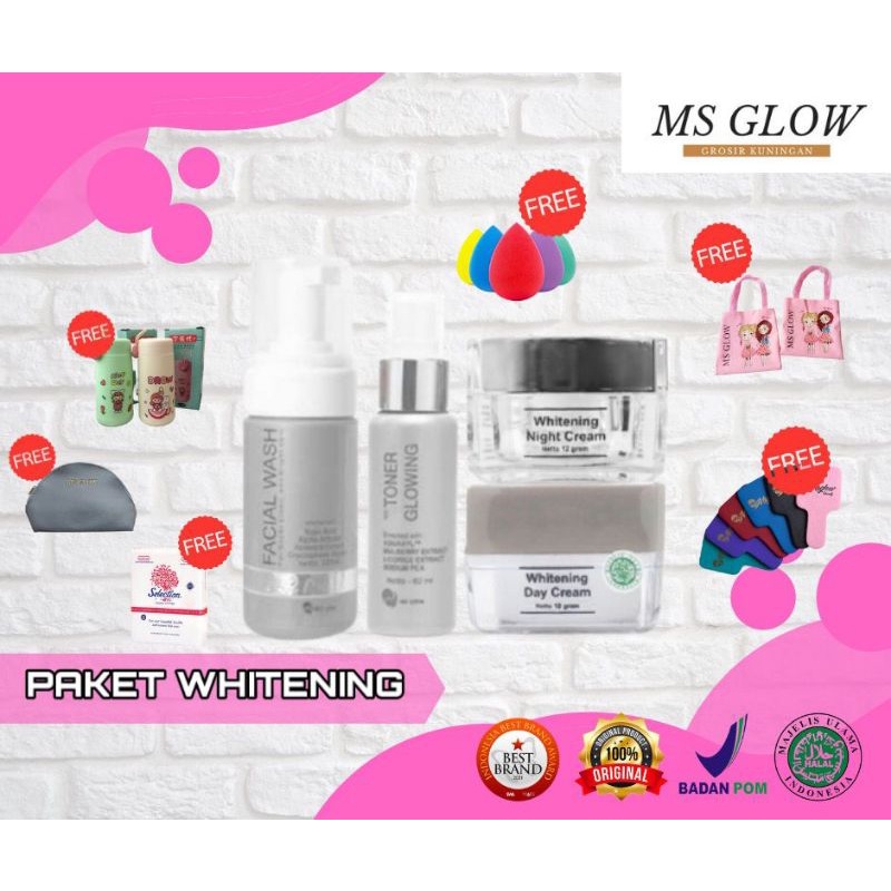 

paket skincare wajah Ms glow paket whitening series mencerahkan kulit kusam orginal termurah