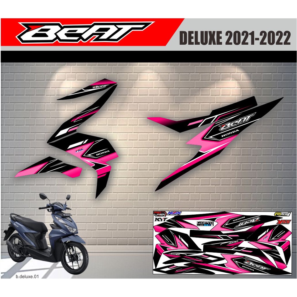 Striping Beat Deluxe - Sticker Striping List Variasi Motor Beat Deluxe Motif Racing #honda beat delu