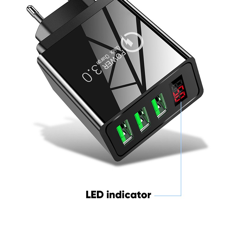 Smartfish Charger Fast Charging 3 Ports Digital Display