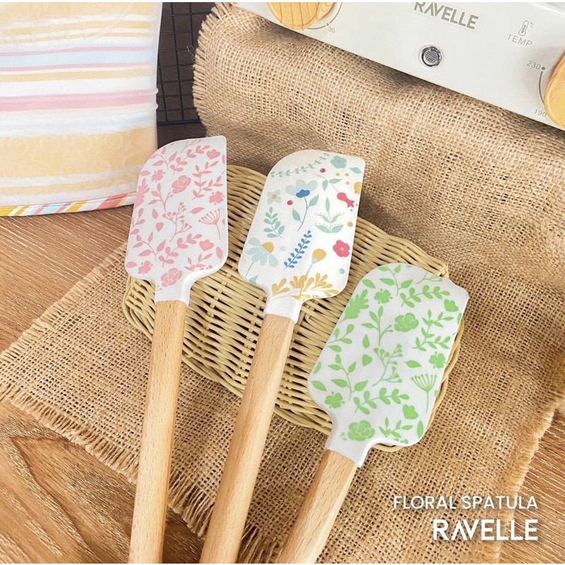 SPATULA RAVELLE PINK FLOWER SUTIL/RAVELLE GREEN FLOWER SPATULA/SPATULA ANTI PANAS RAVELLE/SUTIL KARE