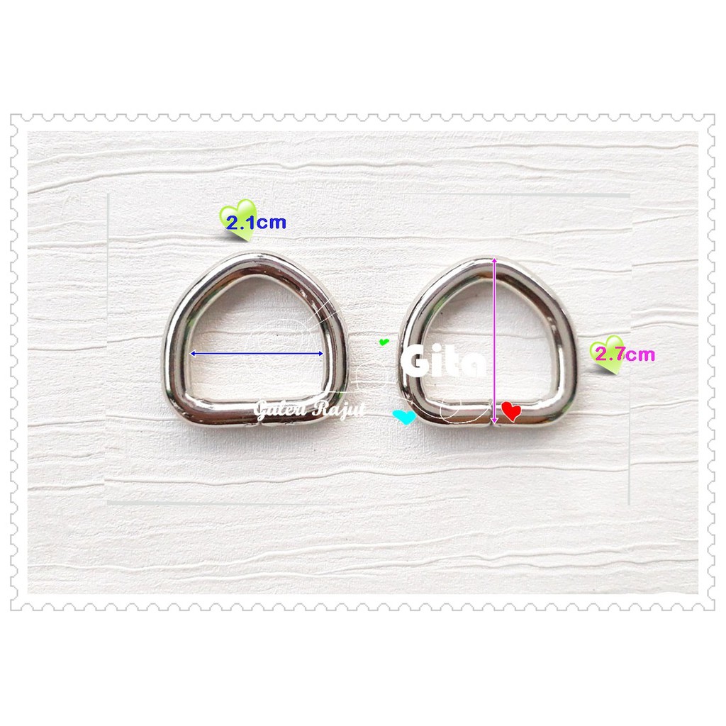 (2pcs) Ring Tas D 2.0cm Nikel Tinggi Tebal