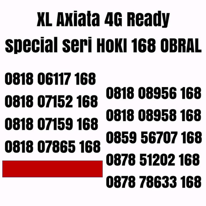 Kartu Perdana nomor cantik XL Axiata nomer 4G Ready seri HOKI obral 168
