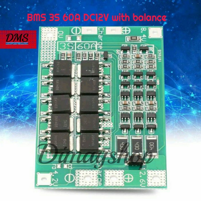 Unik BMS 3S 60A DC 12V lithium Battery with Balance Murah