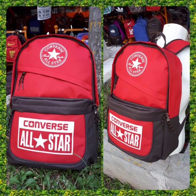 Ransel Pria Sablon All Star Tas Ransel Kasual Perjalanan Sekolah Laptop Pria Multifungsi Tahan Air Tas Oxford Ransel Olahraga Luar Ruangan Hitam