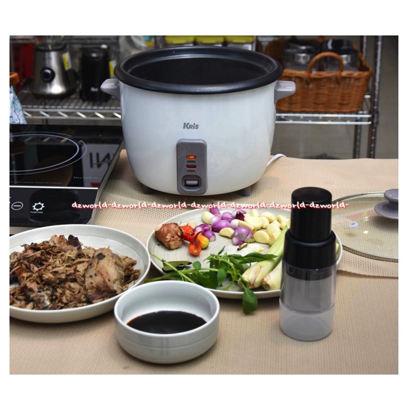 Kris Rice Cooker Penanak Nasi Kapasitas 0.8Liter Putih Magic Com Tutup Kaca Coocker Ricecooker 800ml