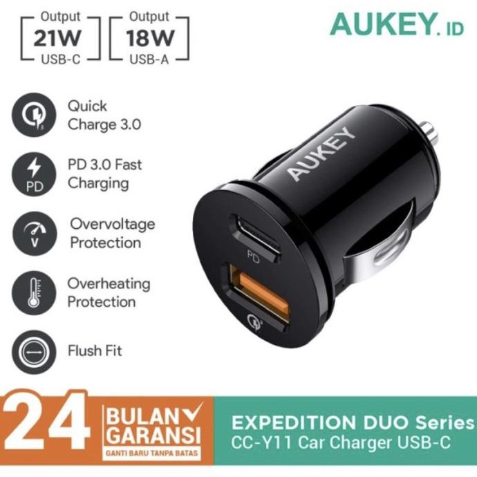 AUKEY CAR CHARGER CC-Y11 PD + QC 3.0 ORIGINAL FOR IPHONE ANDROID 2605