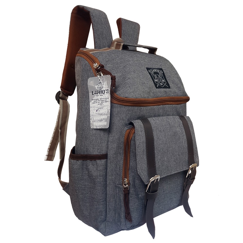 SHOPEE 6.6 SUPER SALE!! Ransel Semi Korea LAHIQ 7700-18 Kanvas - Grey