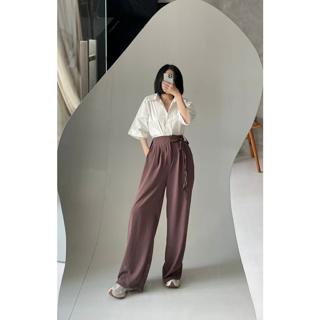 Kulot Highwaist Anti Kusut Bahan Jatuh Chelsea Loose Pants / Kulot Highwaist Panjang Bahan Cringkle Airflow Premium Jumbo