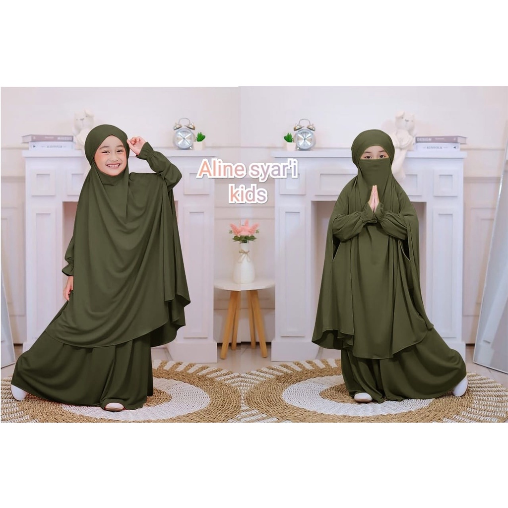 naura set kids gamis syari anak 7 8 9 Tahun tille tutu baju muslim spesial bigsale lebaran idul fitr