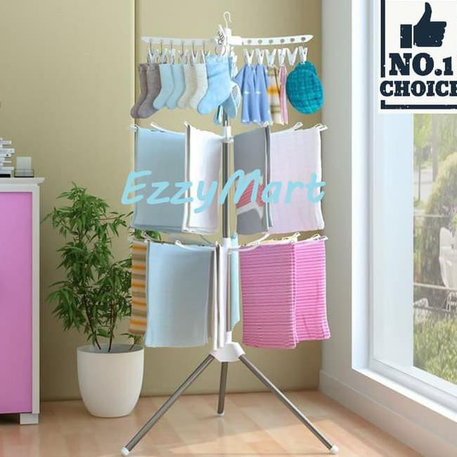 Jemuran Pakaian 3 Susun Jemuran Baju Bayi Tripod Jemuran Pakaian 3 Susun Jemuran Baju Bayi Tripod