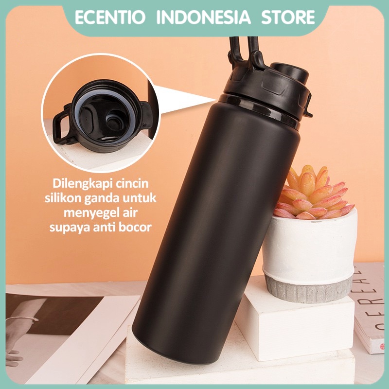 ecentio botol air tumbler olahraga bicycle botol minum Aluminium anti tumpah 750ML cangkir aluminium sport water cup botol air panas dan dingin