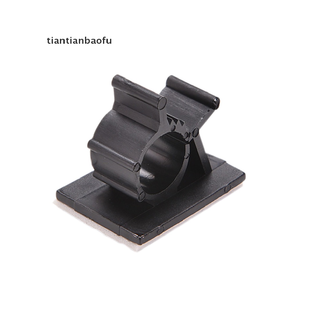 [tiantianbaofu] Black 10 Pcs Adhesive Backed Nylon Wire Adjustable Cable Clips Clamps 16mm Boutique