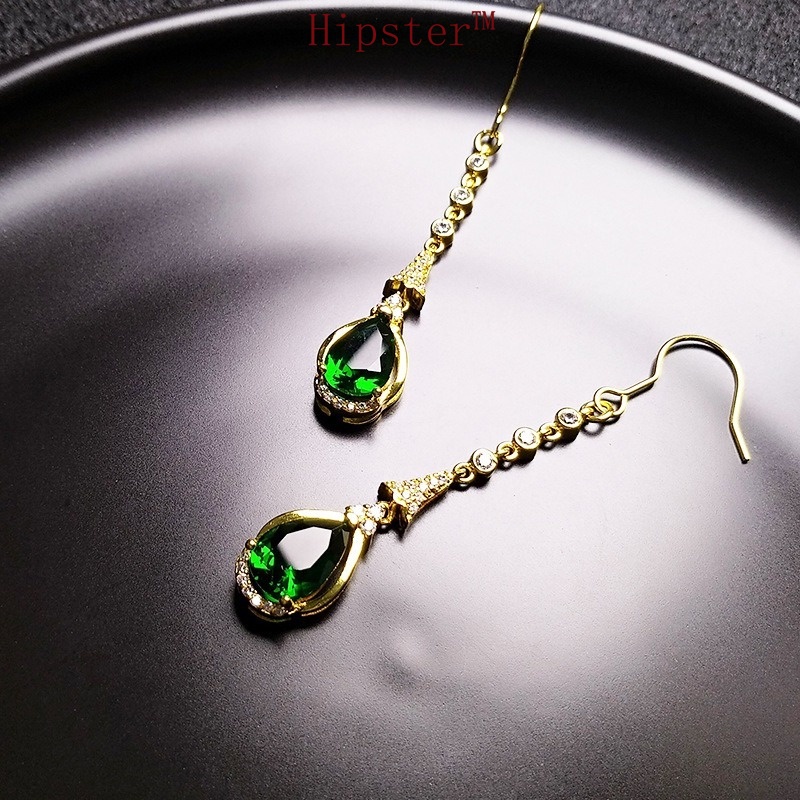 Hot Sale Light Luxury Colored Gems Micro Inlaid with Diamond Crystal Ear Hook