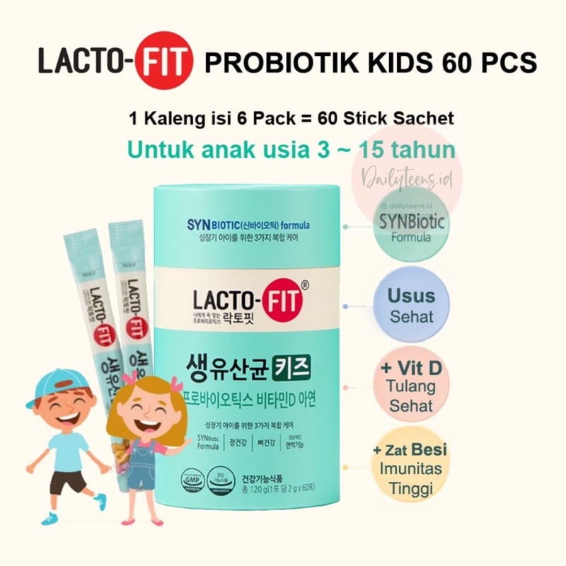 [READY STOCK] Lactofit Kids isi 60 probiotik anak-anak 3-15 tahun probiotik prebiotik synbiotik kons