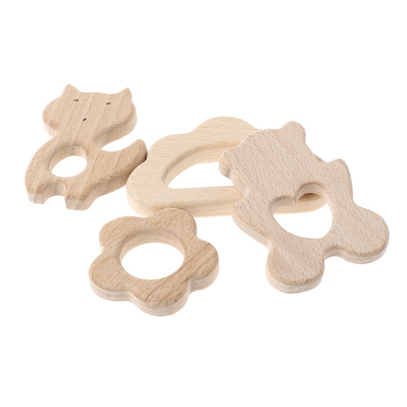 Mary Mainan Teether Bentuk Awan Bahan Kayu Organik Untuk Bayi