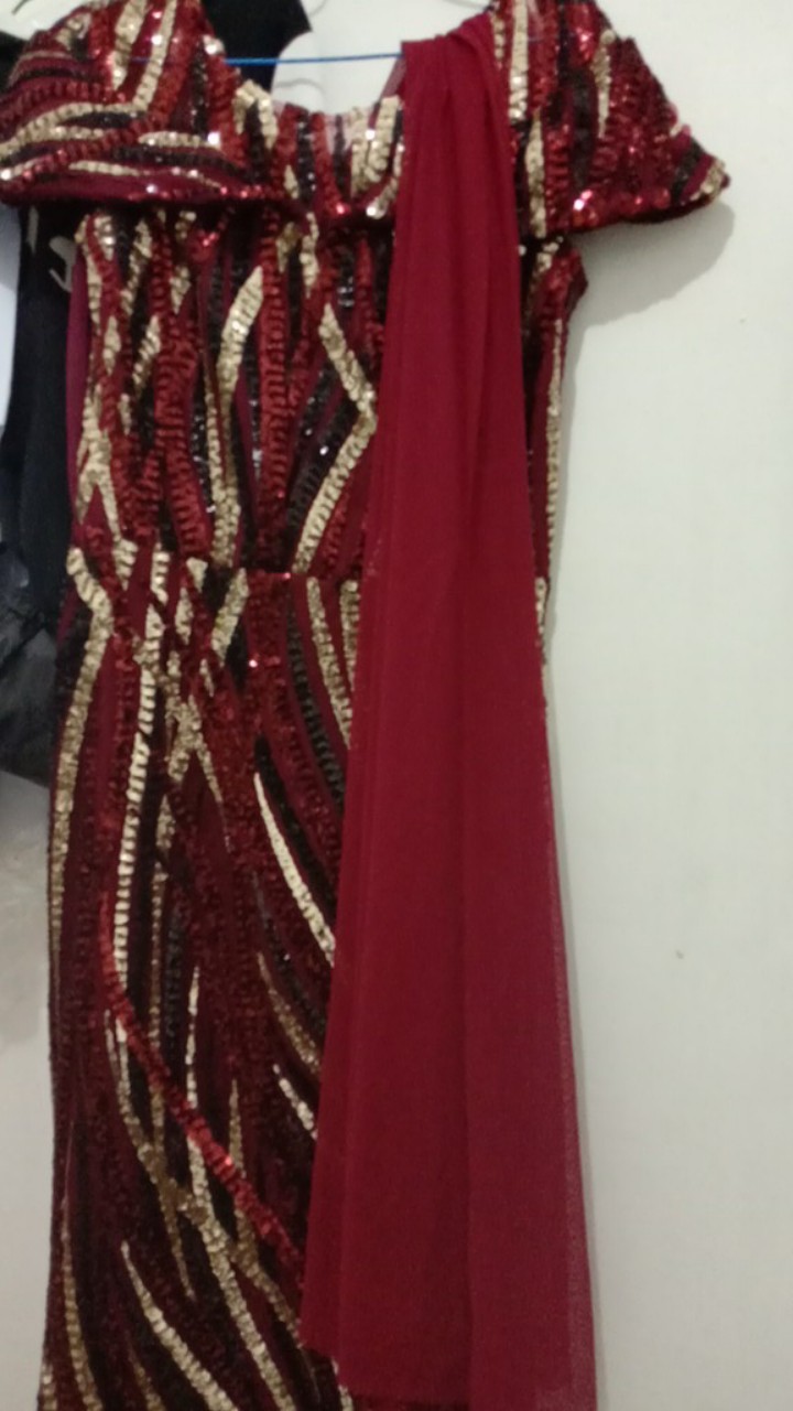 Dress Pesta/magical 7010338 + Selendang + Ekor Dress 7010388 Berhijab Gaun Panjang Baju Pesta