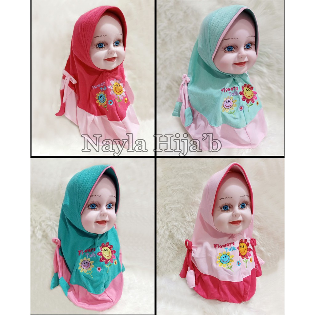 Kerudung Bayi Pita Samping RANDOM Jilbab Bayi Lucu Bordir  Untuk 0 Bulan - 2 Tahun Nayla Hijab