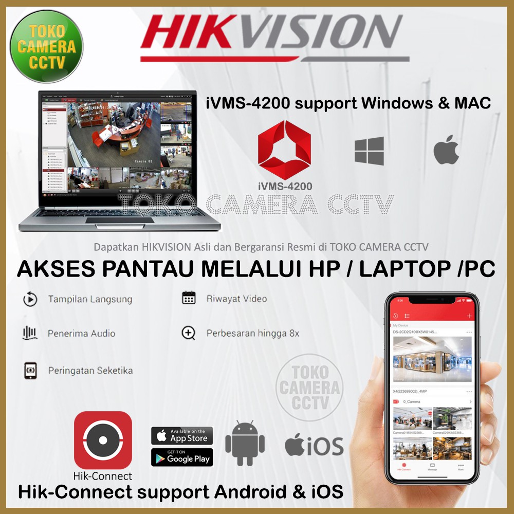 PAKET CCTV HIKVISION COLORVU AUDIO 2MP 8 CHANNEL 5 KAMERA