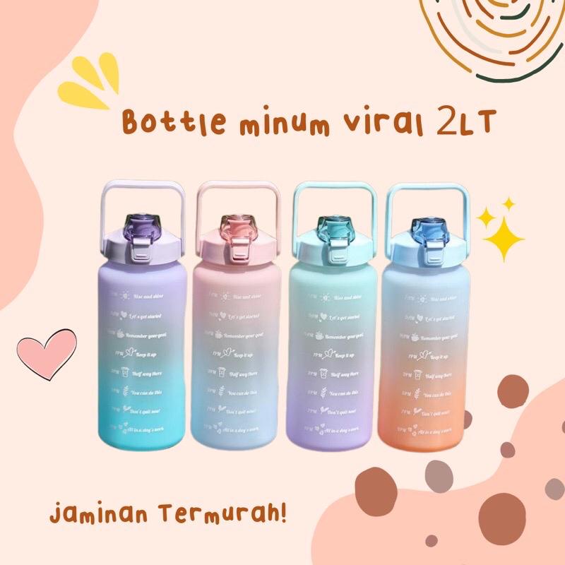 Botol Minum Korea Viral Besar Pelangi 2liter///botol minum 2000ml///botol minum viral///botol minum 