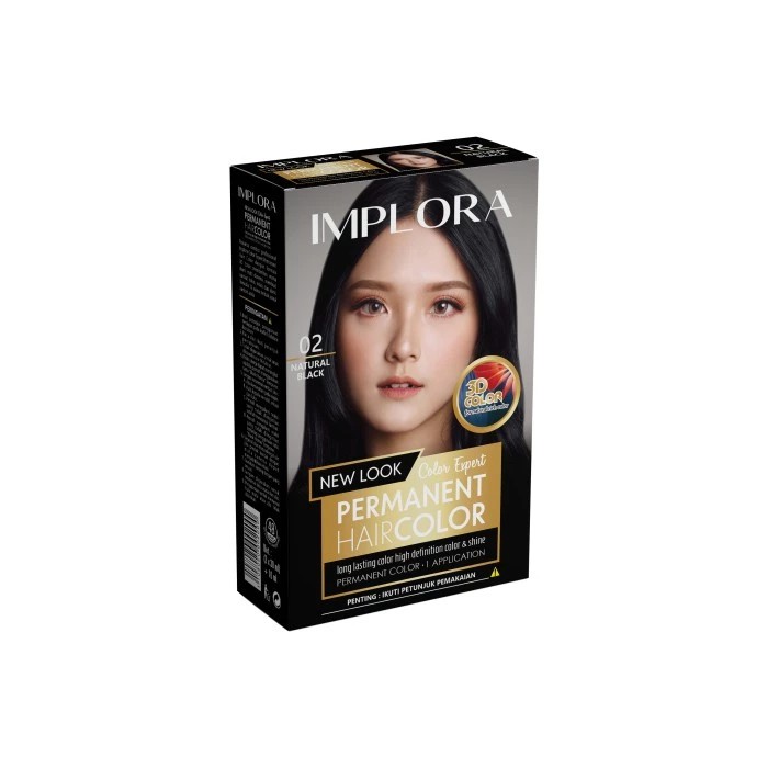 ❤ BELIA ❤ IMPLORA New Permanent Hair Color Semir Rambut (✔️BPOM)-H.Color 02 NatBlack