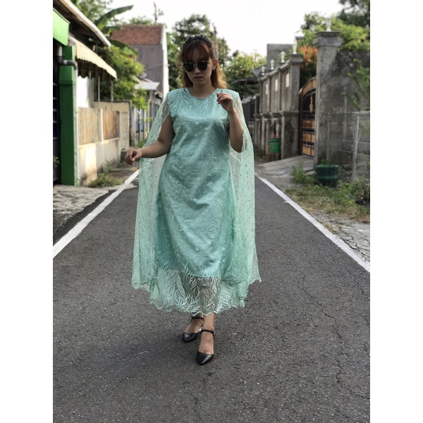 Jual dress pesta kondangan/dress brokat tile/dress kondangan korean style Shopee Indonesia