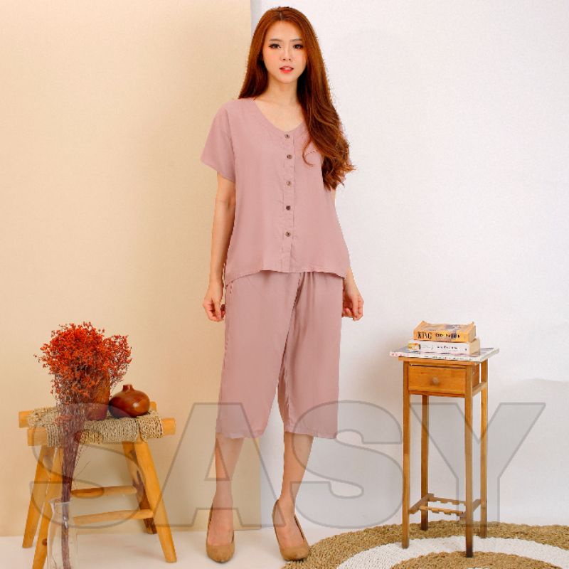 COD Setelan Wanita Kekinian / Setelan Rayon 7per8 / Setelan Rayon Daily Set Rayon Polos Korea Style