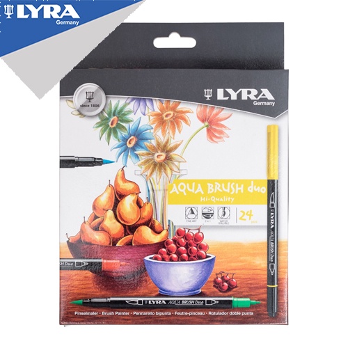 

Lyra Spidol Cat Air 2 Ujung / Brush Pen / Watercolor Marker Aqua Brush Duo Set - 24 Warna