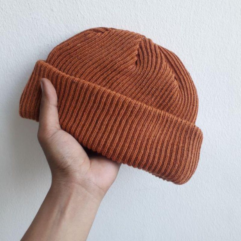 Kupluk Beany hat Polos bolak- balik original katoon wol cocok untuk musim hujan