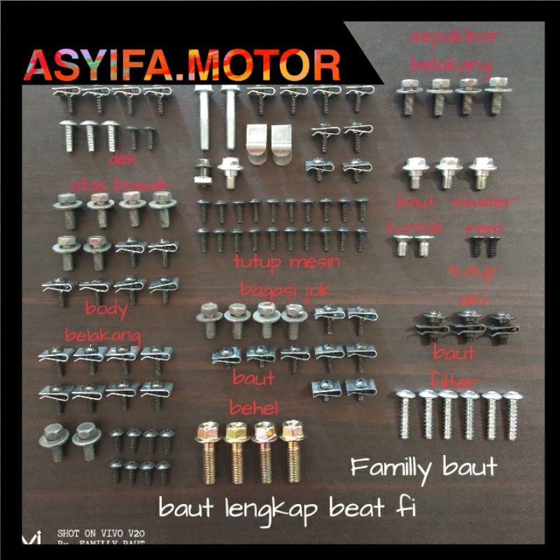 Baut lengkap full body motor beat fi