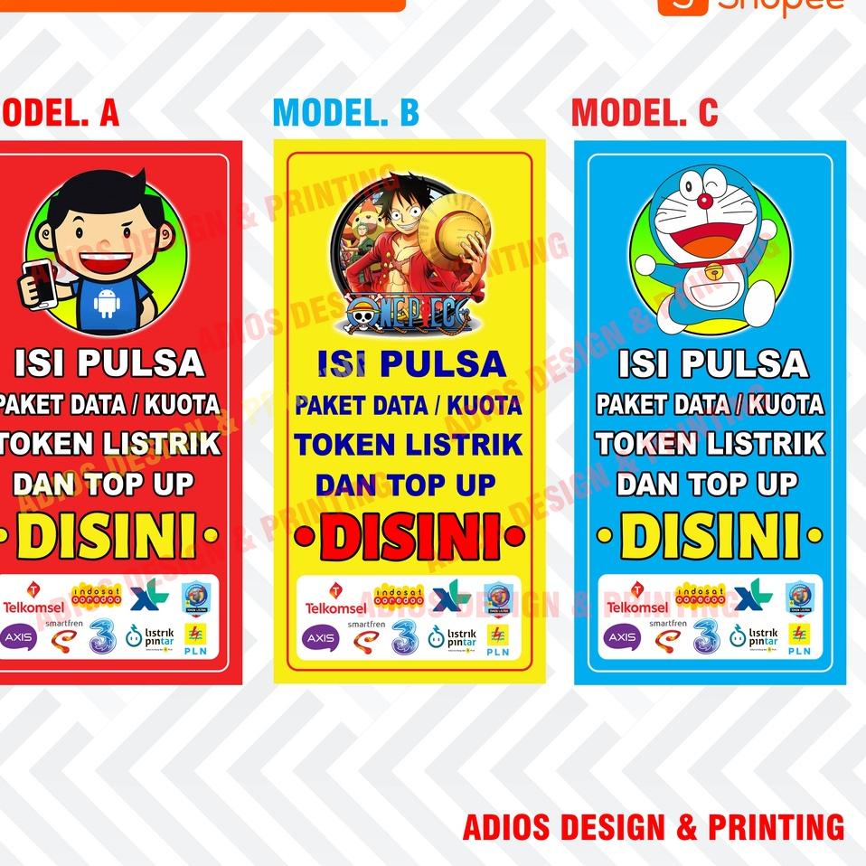 Hemat Pembelian BANNER SPANDUK KONTER PULSA DAN KUOTA VARIASI GAMBAR KARTUN