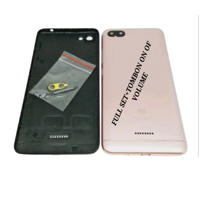 BACKDOOR XIAOMI REDMI 6A FUL SET PLUS TOMBOL ON OF VOLUME BACKDOOR XIAOMI REDMI 6A NEW
